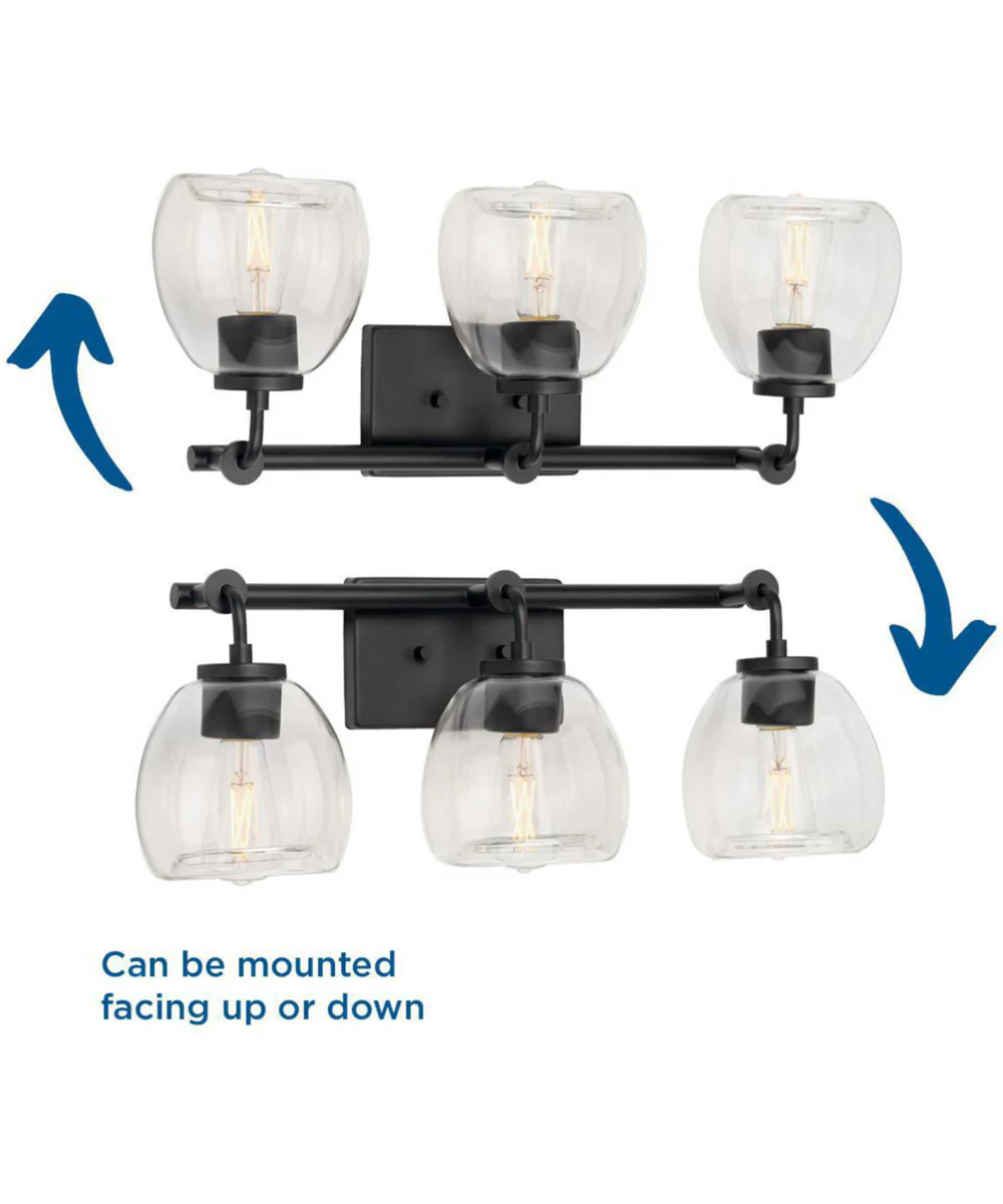 Caisson 3-Light Clear Glass Urban Industrial Bath Vanity Light Graphite - Image 3