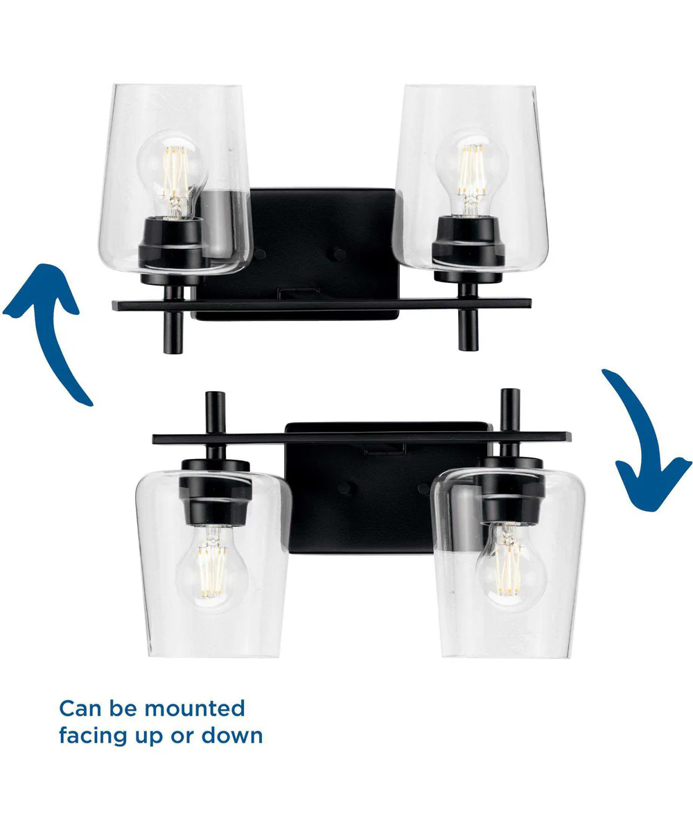 Calais 2-Light New Traditional Clear Glass Bath Vanity Light Matte Black - Image 3