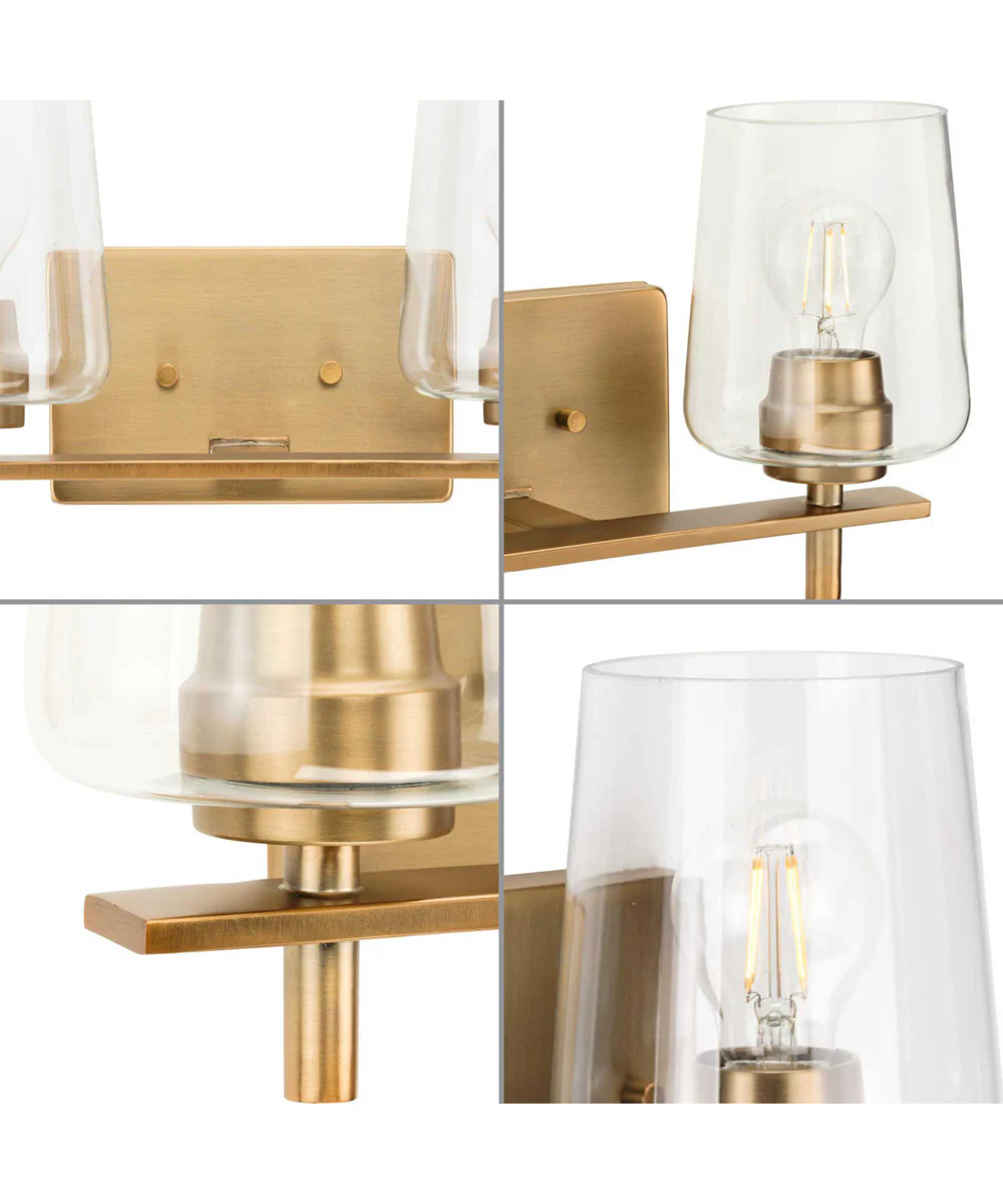 Calais 2-Light New Traditional Clear Glass Bath Vanity Light Vintage Brass - Image 4