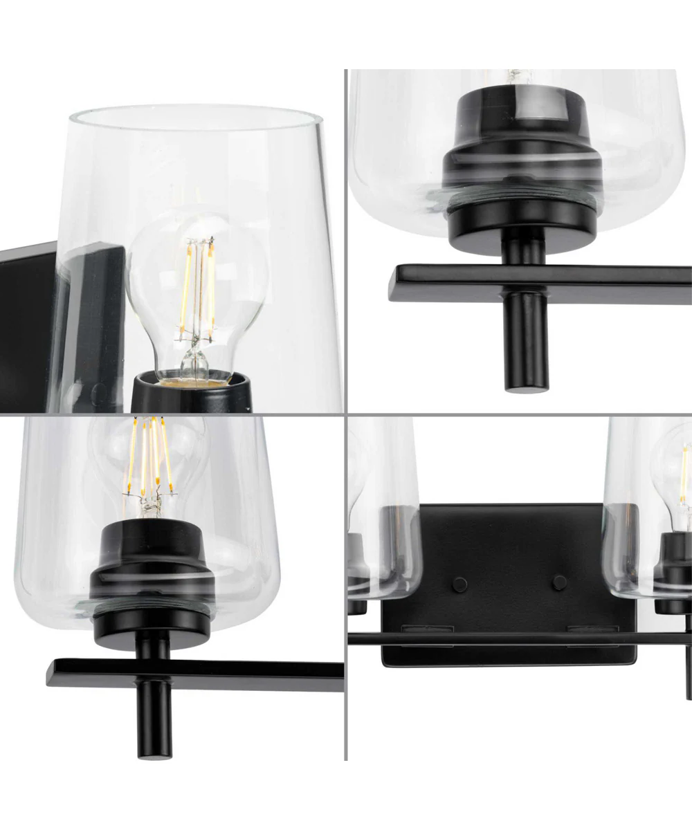 Calais 4-Light New Traditional Clear Glass Bath Vanity Light Matte Black - Image 2