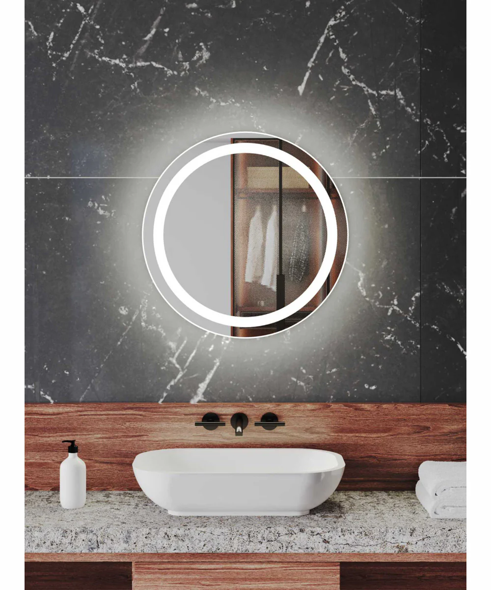 Captarent 24 in. Round Illuminated Integrated LED Modern Mirror White - Image 2