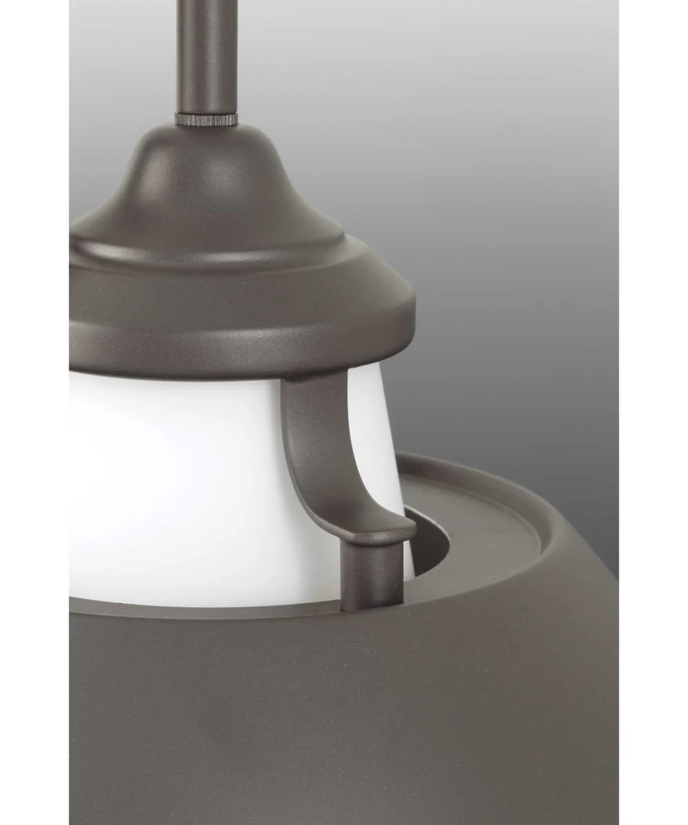 Carbon 1-Light Etched White Glass Mid-Century Modern Pendant Light Graphite - Image 4