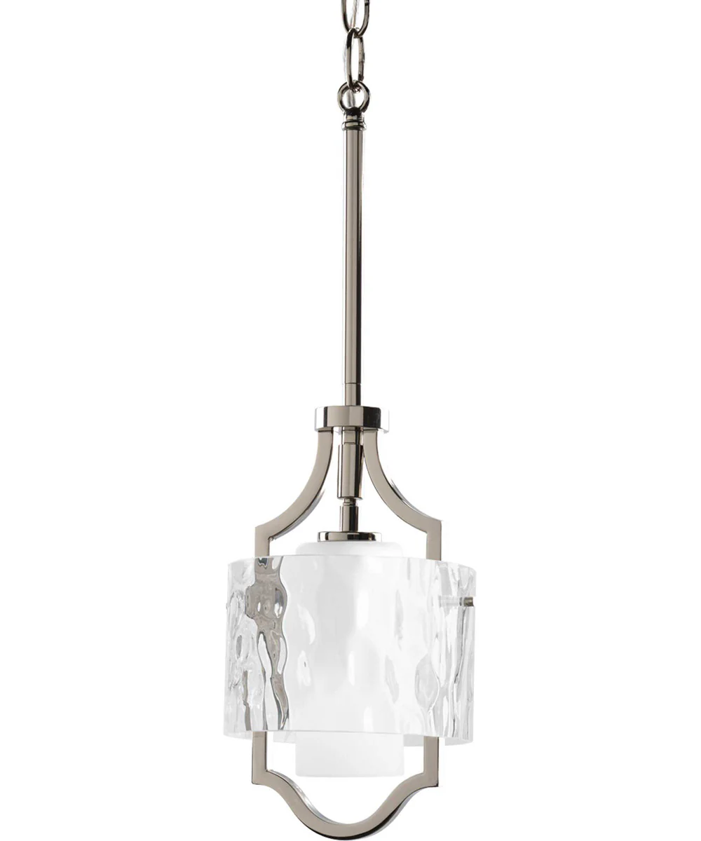 Caress 1-Light Clear Water Glass Luxe Mini-Pendant Light Polished Nickel - Image 5
