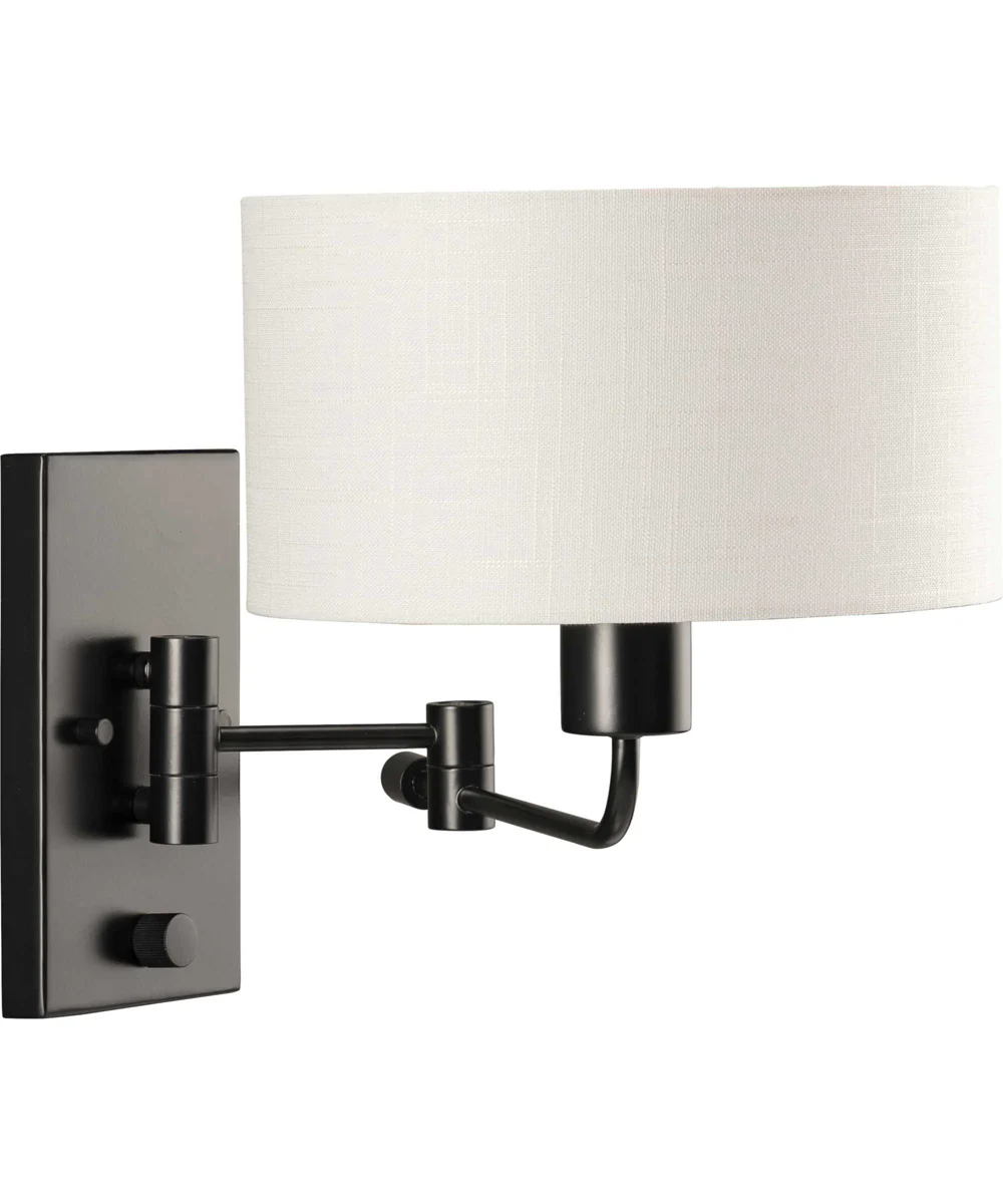 Carrick  1-Light Summer Linen Shade Transitional Wall Light Matte Black - Image 2