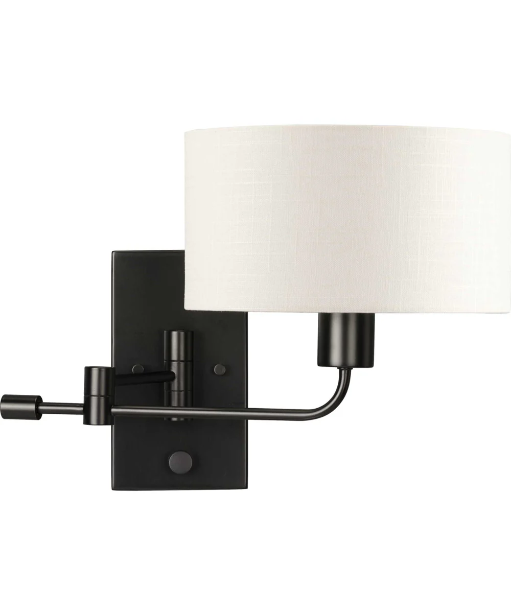 Carrick  1-Light Summer Linen Shade Transitional Wall Light Matte Black - Image 3