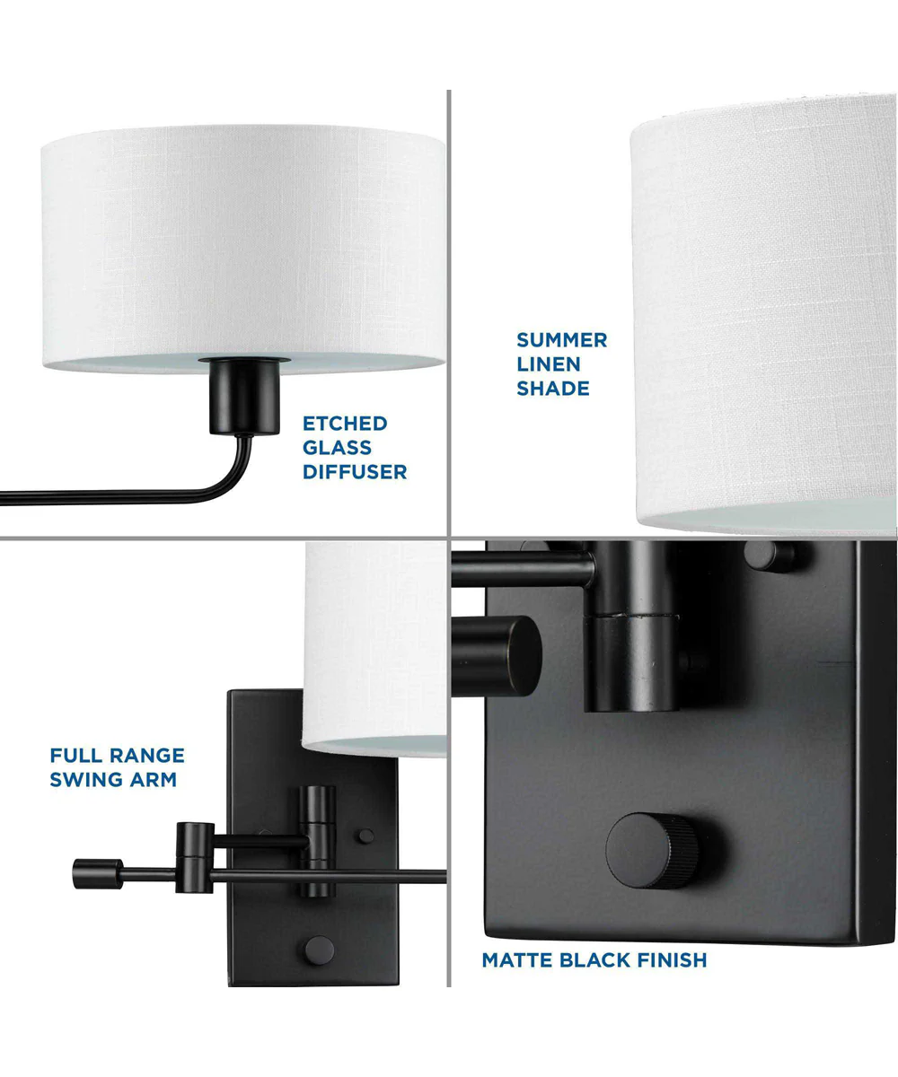 Carrick  1-Light Summer Linen Shade Transitional Wall Light Matte Black - Image 5