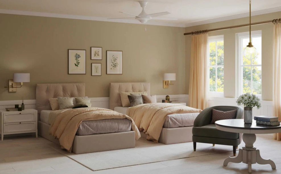 Carrick  1-Light Summer Linen Shade Transitional Wall Light Vintage Brass - Image 3