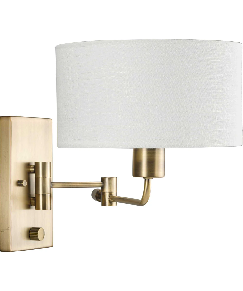 Carrick  1-Light Summer Linen Shade Transitional Wall Light Vintage Brass - Image 6