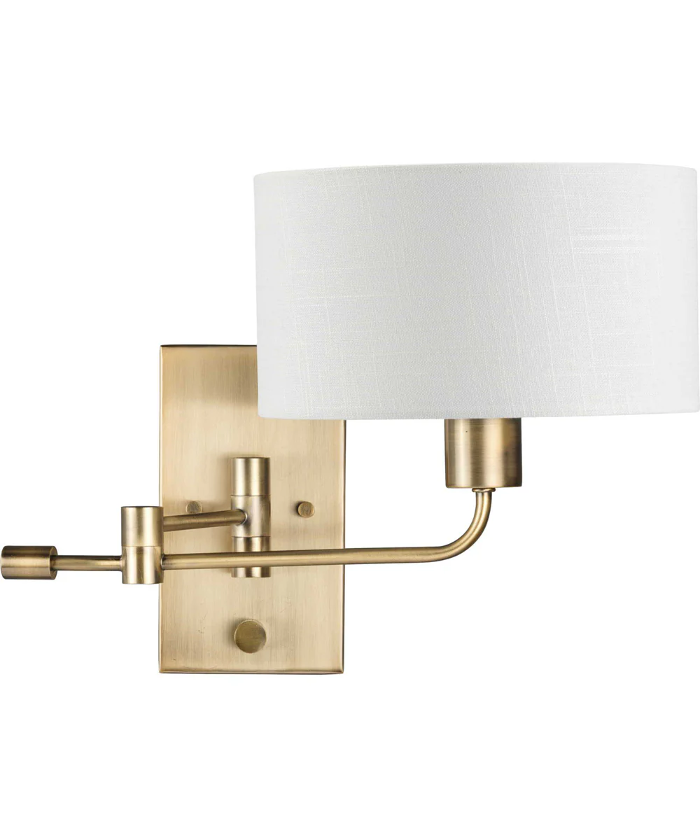 Carrick  1-Light Summer Linen Shade Transitional Wall Light Vintage Brass - Image 7
