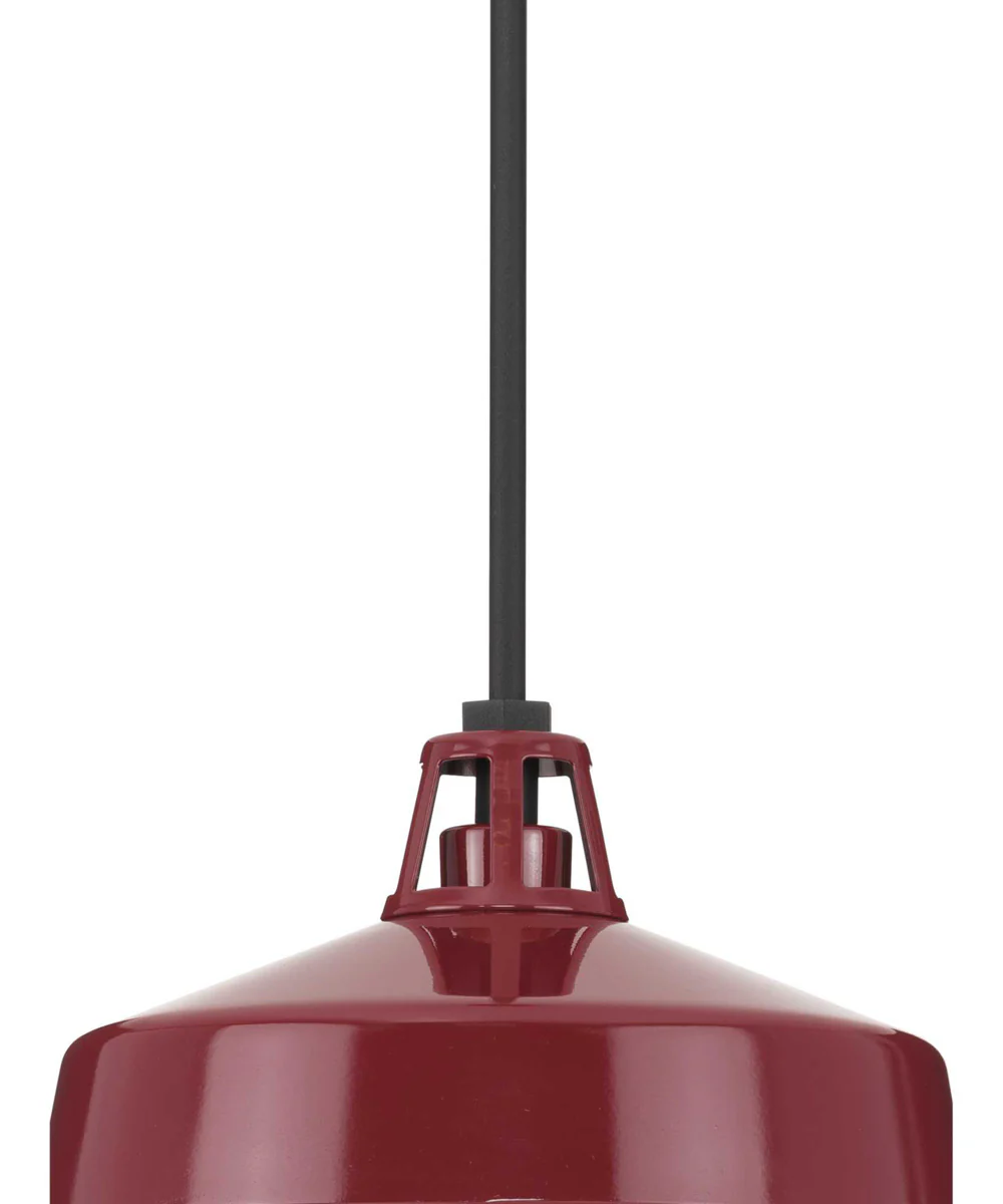 Cedar Springs  1-Light Textured Black Metal Shade Farmhouse Outdoor Hanging Light Red - Image 4