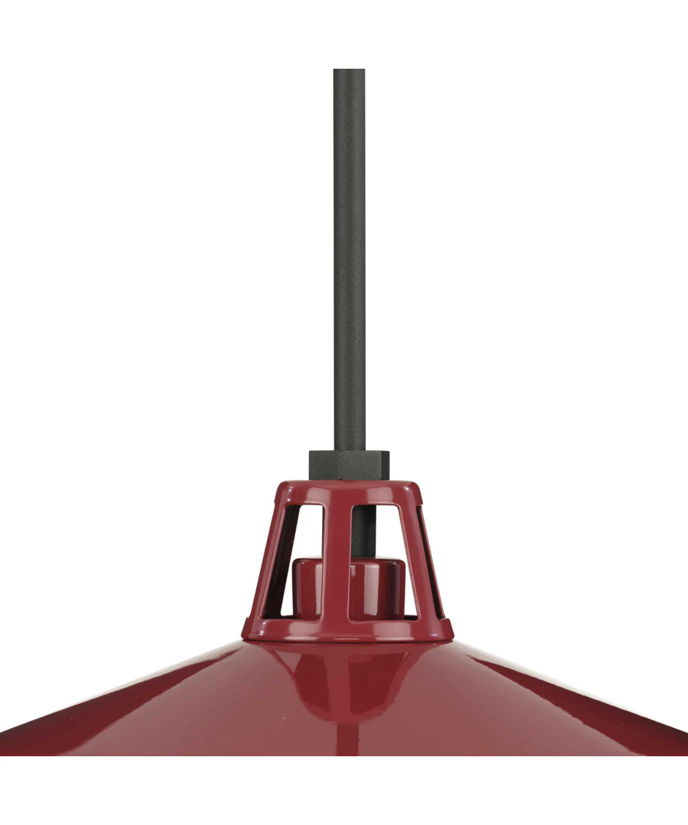 Cedar Springs  1-Light Textured Black Metal Shade Farmhouse Outdoor Hanging Light Red - Image 5