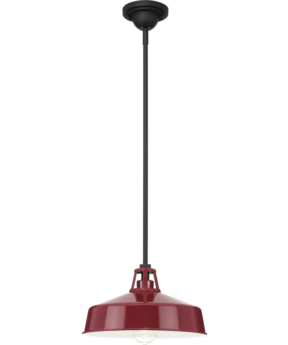 Cedar Springs  1-Light Textured Black Metal Shade Farmhouse Outdoor Hanging Light Red - Image 6