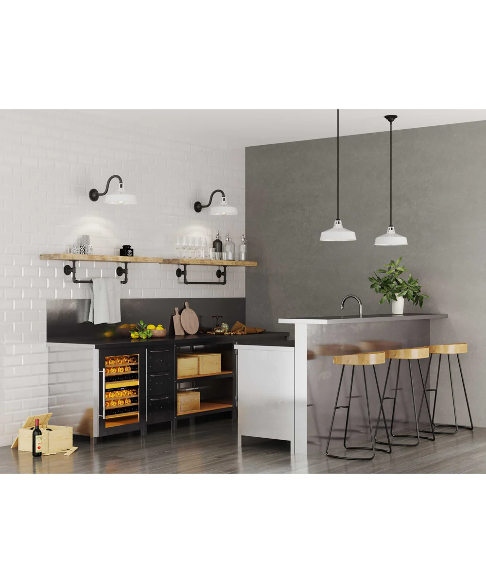 Cedar Springs  1-Light Textured Black Metal Shade Farmhouse Outdoor Hanging Light White - Image 2