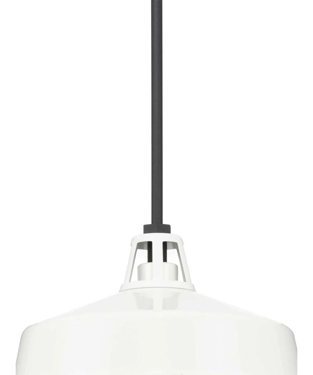 Cedar Springs  1-Light Textured Black Metal Shade Farmhouse Outdoor Hanging Light White - Image 3