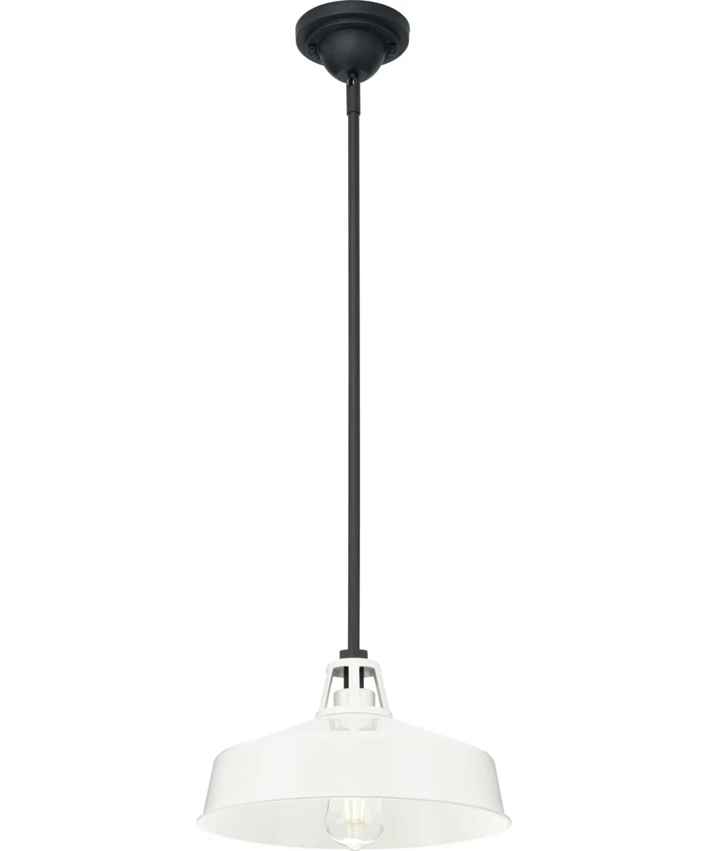 Cedar Springs  1-Light Textured Black Metal Shade Farmhouse Outdoor Hanging Light White - Image 6