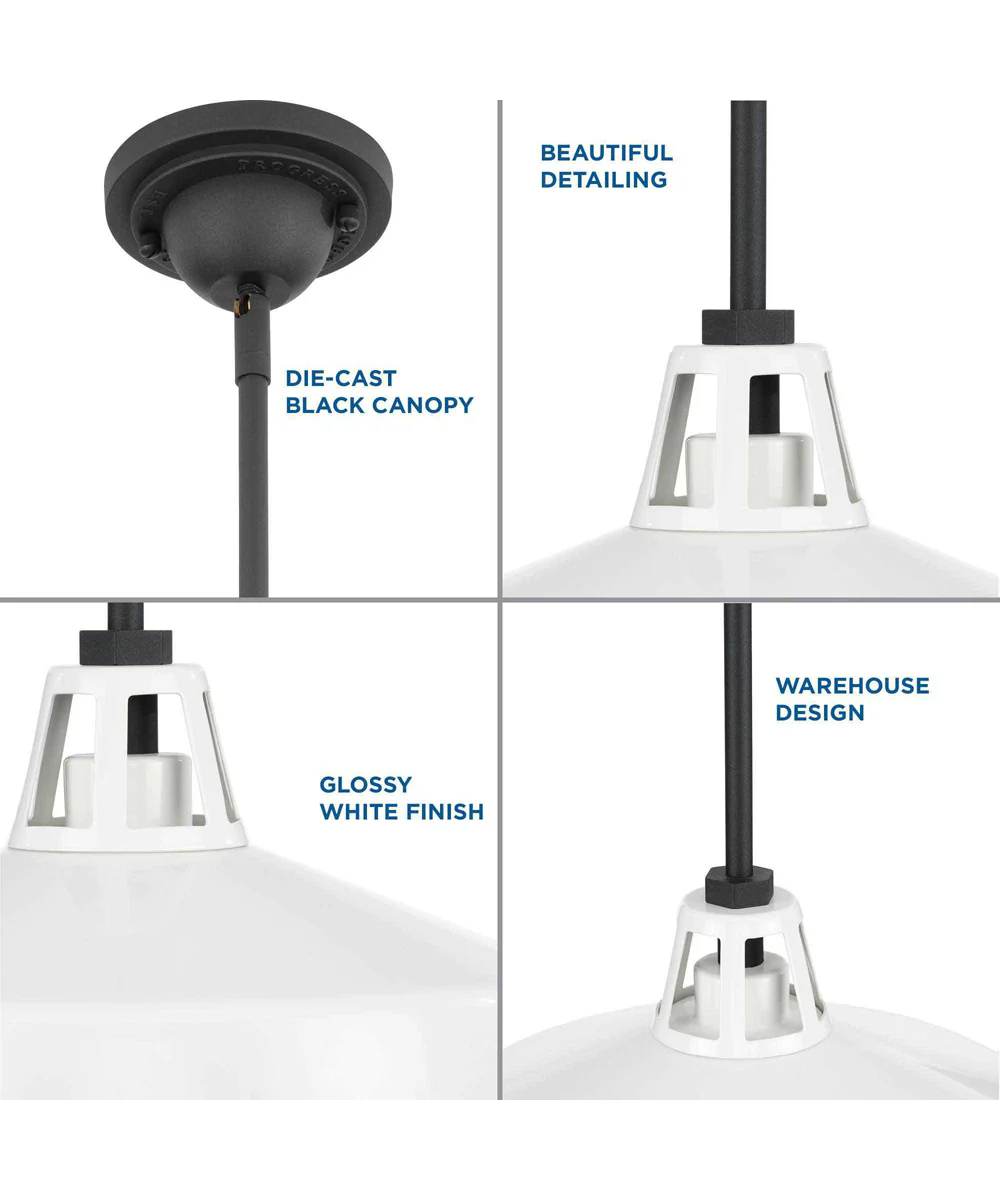 Cedar Springs  1-Light Textured Black Metal Shade Farmhouse Outdoor Hanging Light White - Image 7