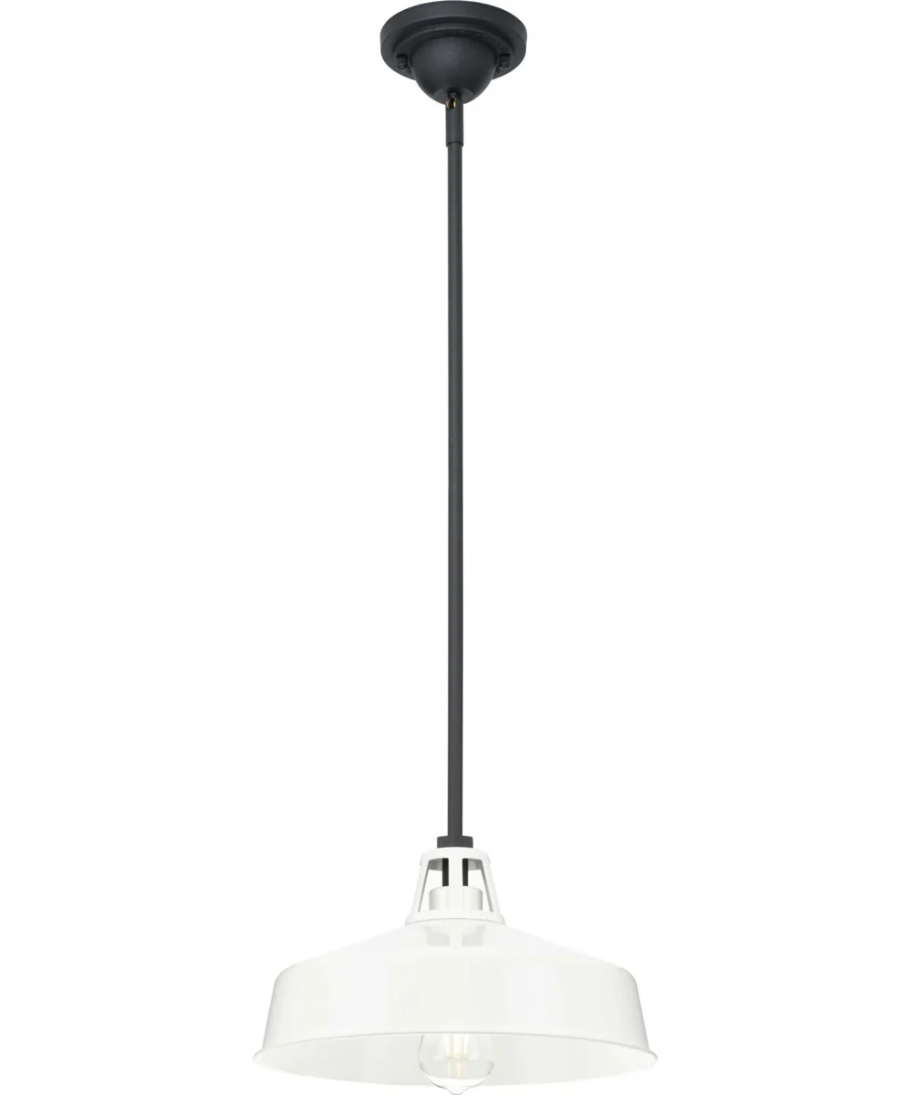 Cedar Springs  1-Light Textured Black Metal Shade Farmhouse Outdoor Hanging Light White - Image 8