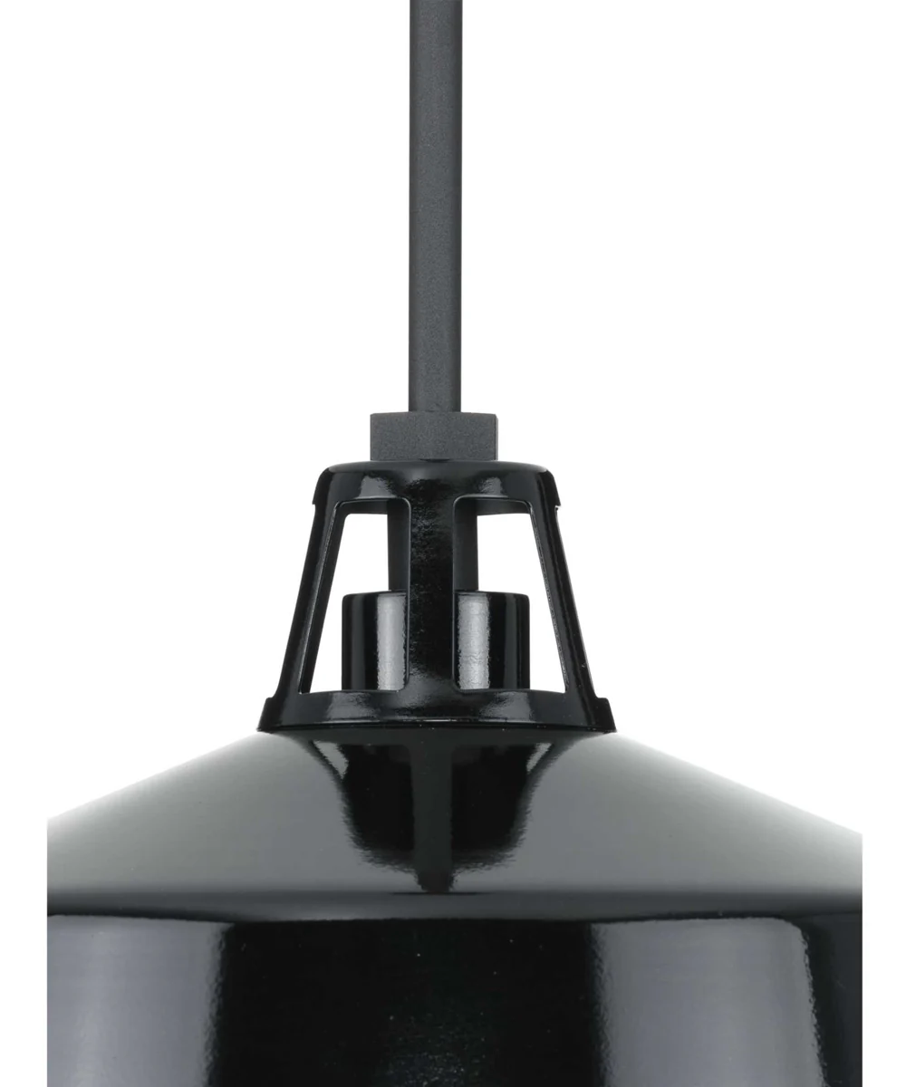Cedar Springs  1-Light Textured Metal Shade Farmhouse Outdoor Hanging Light Black - Image 9