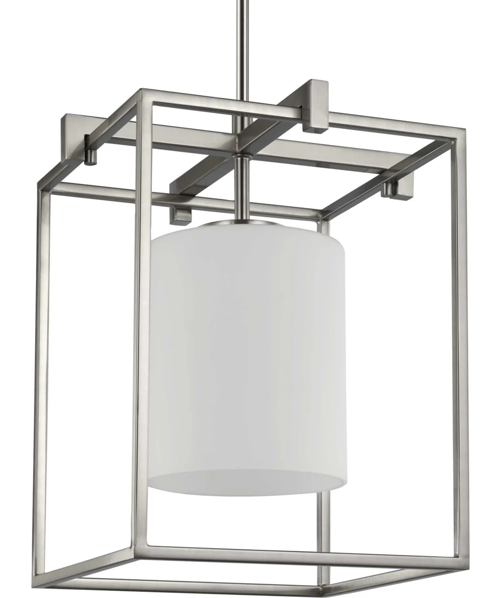 Chadwick 1-Light Etched Opal Glass Modern Pendant Light Brushed Nickel