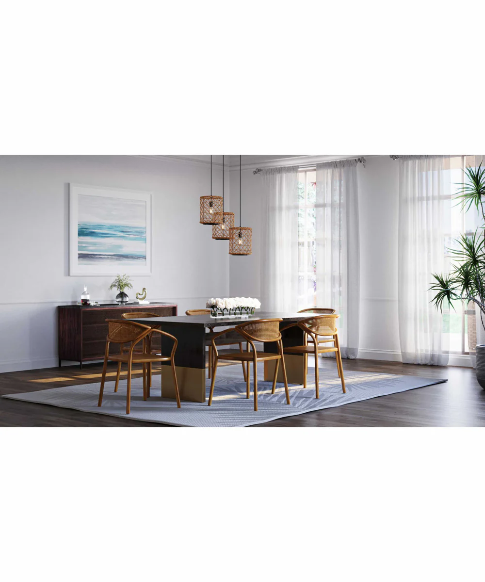 Chandra 1-Light Global Pendant with Woven Shade Matte Black - Image 2