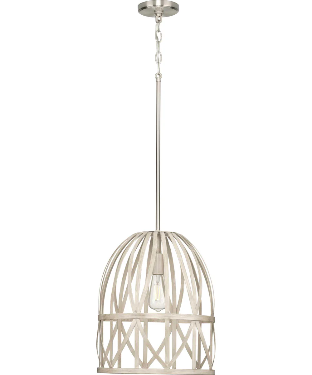 Chastain  1-Light Basket Farmhouse Pendant Light Bleached Oak - Image 5