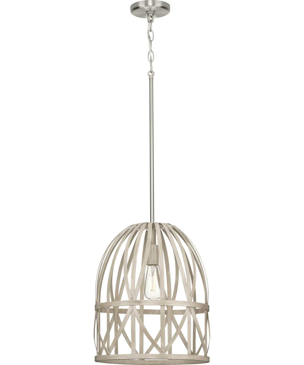 Chastain  1-Light Basket Farmhouse Pendant Light Bleached Oak - Image 6