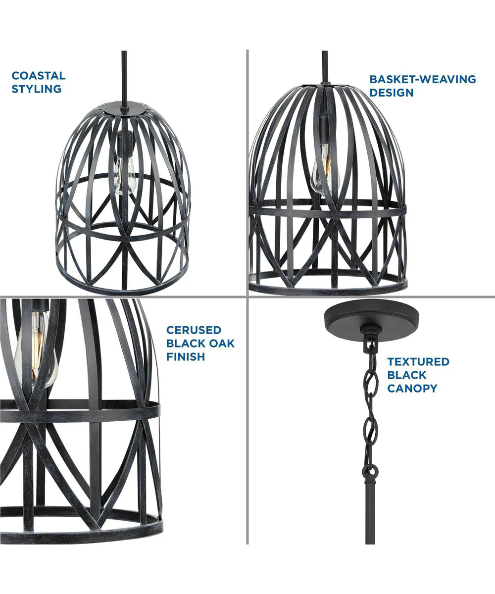 Chastain  1-Light Basket Farmhouse Pendant Light Cerused Black Oak - Image 5