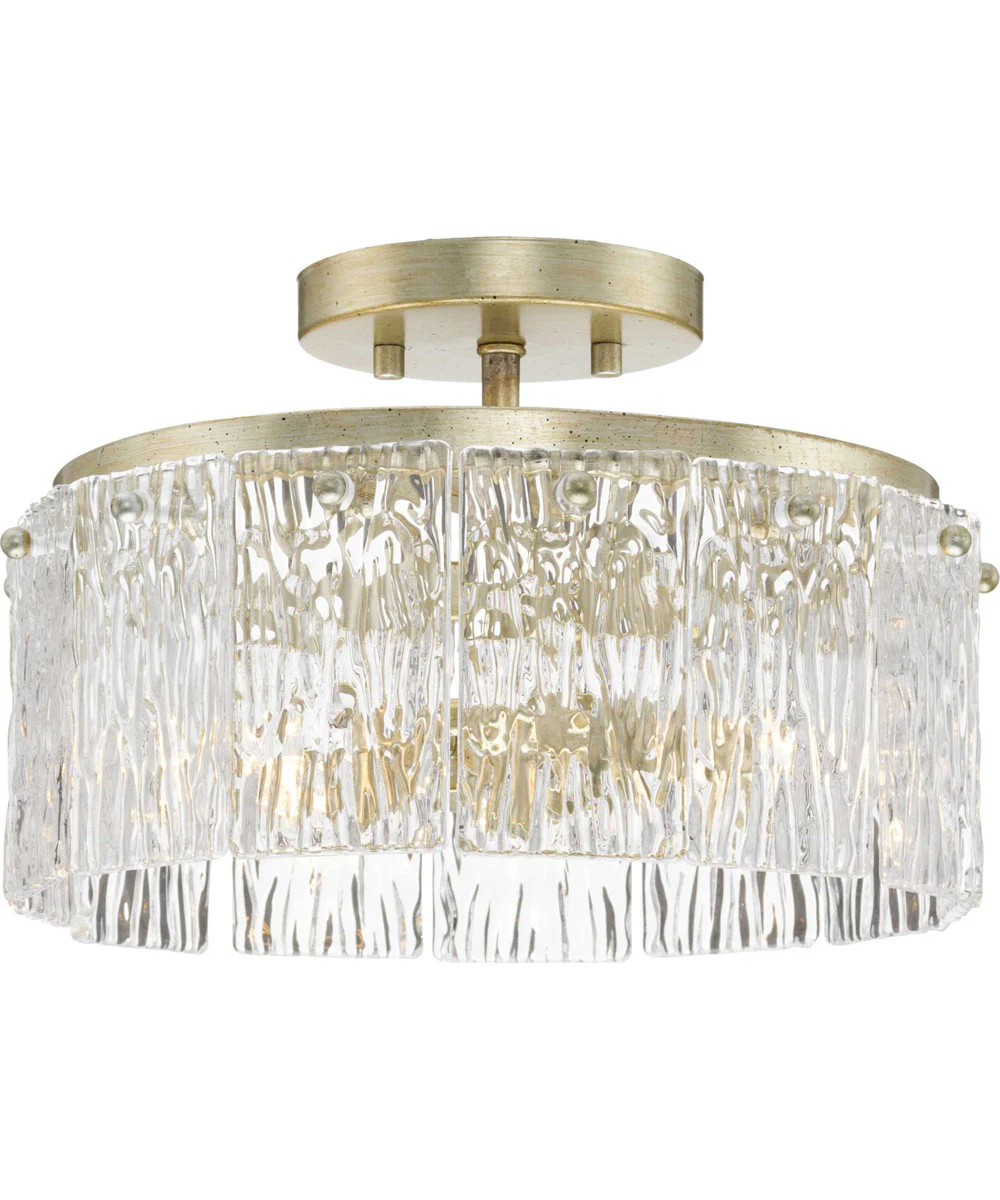 Chevall 2-Light 12.62 in. Modern Organic Flush Mount Light Gilded Silver
