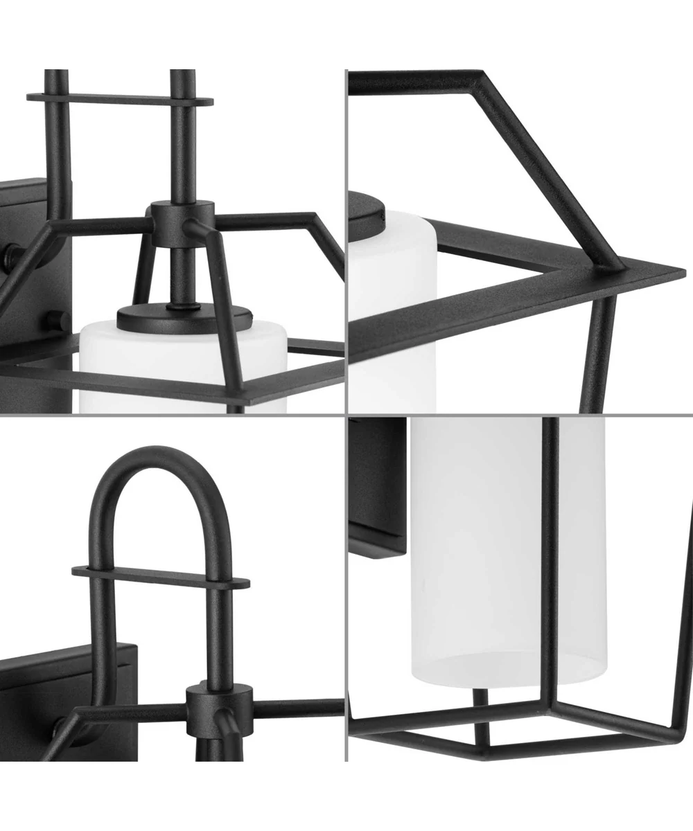 Chilton 1-Light New Traditional Etched Opal Glass Outdoor Wall Lantern Textured Black - Image 2
