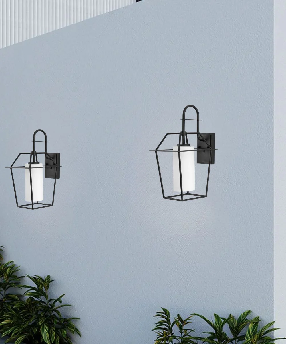 Chilton 1-Light 18"h Large Outdoor Wall Lantern Etched Opal Glass Textured Black Finish by Progress - Image 3