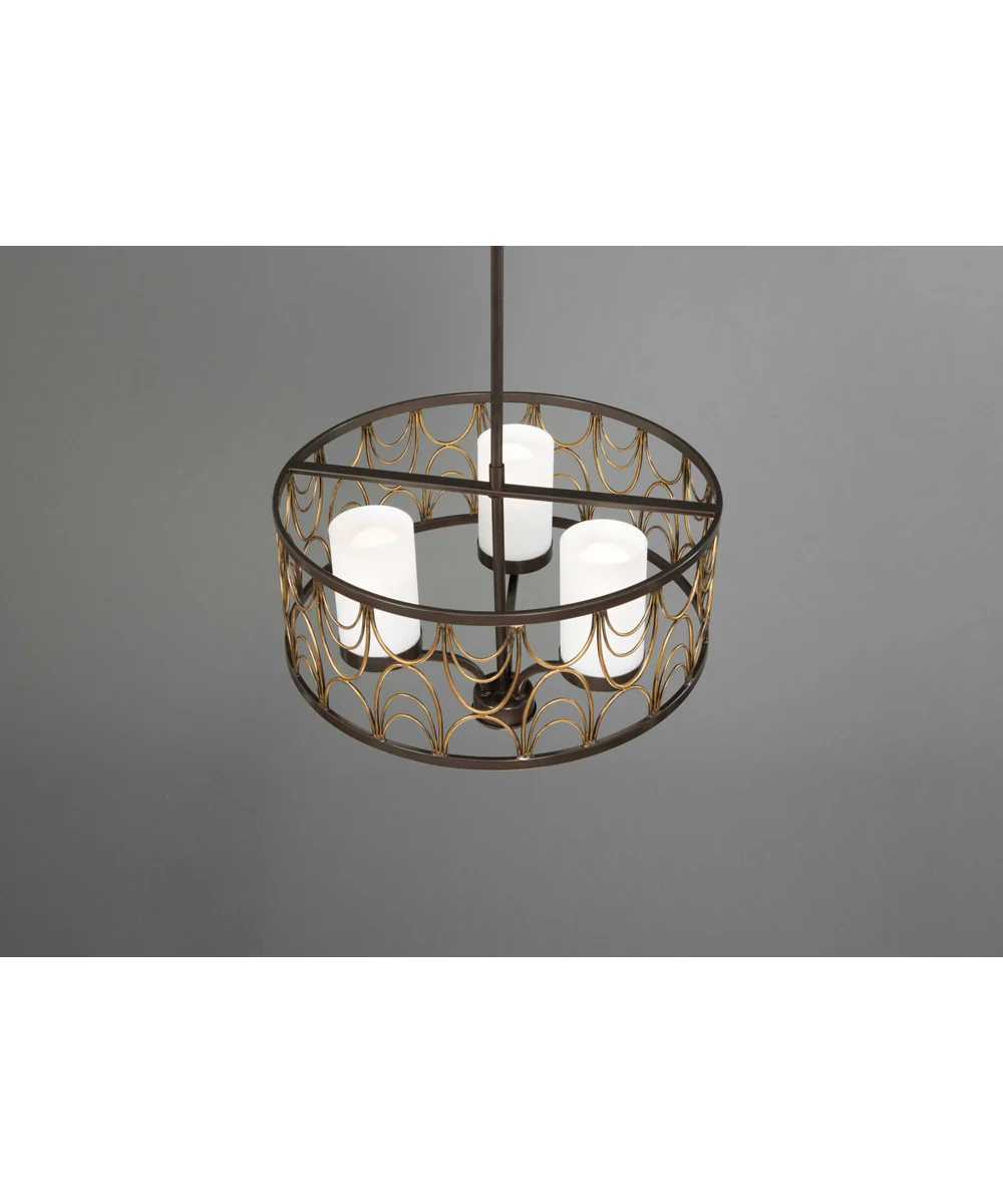Cirrine 3-Light Etched White Glass Global Chandelier Light Antique Bronze - Image 2