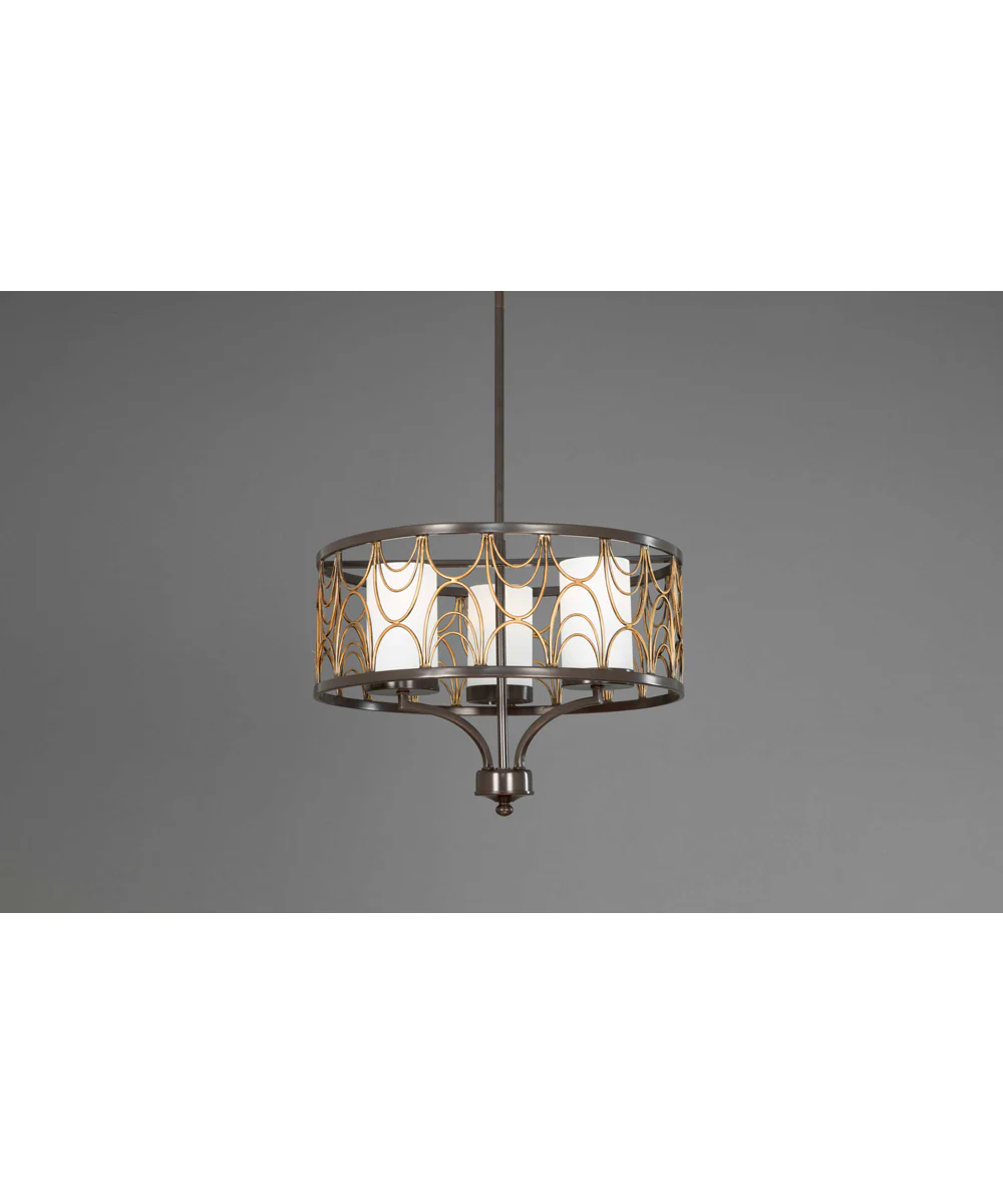 Cirrine 3-Light Etched White Glass Global Chandelier Light Antique Bronze - Image 4