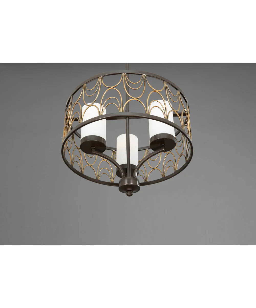 Cirrine 3-Light Etched White Glass Global Chandelier Light Antique Bronze - Image 6