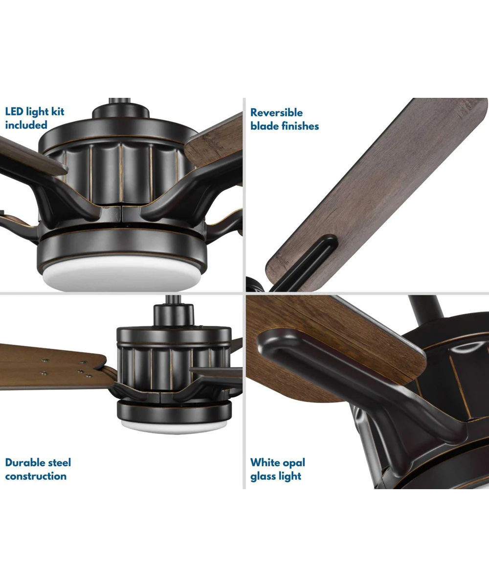Claret 5-Blade Reversible Antique Wood/Chestnut 54-Inch LED Transitional Ceiling Fan Oil Rubbed Bronze - Image 10