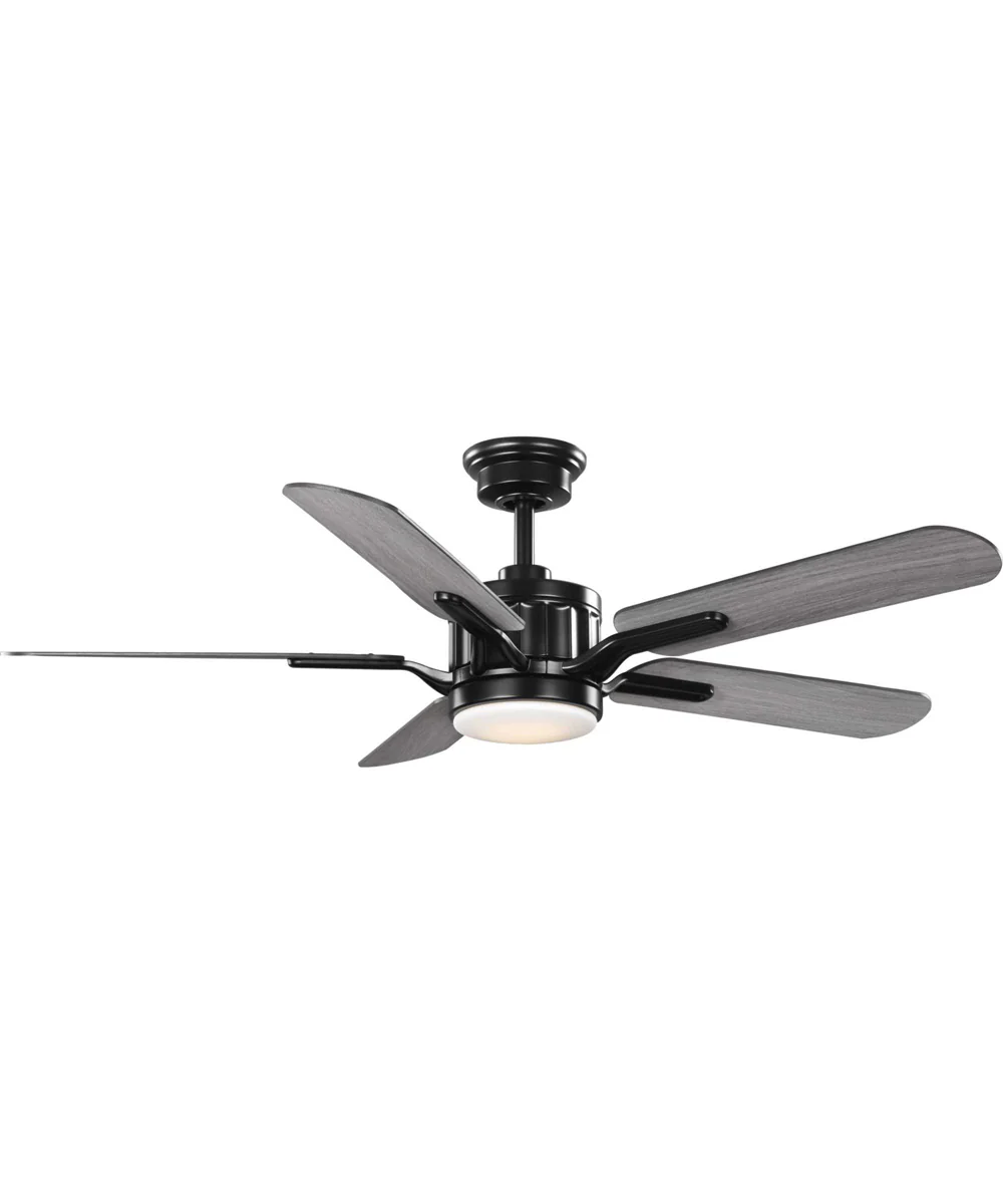 Claret 5-Blade Reversible Distressed Ebony/Grey Weathered Wood 54-Inch LED Transitional Ceiling Fan Black - Image 2