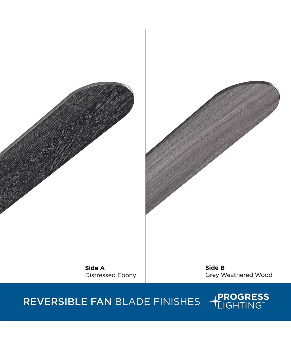 Claret 5-Blade Reversible Distressed Ebony/Grey Weathered Wood 54-Inch LED Transitional Ceiling Fan Black - Image 9