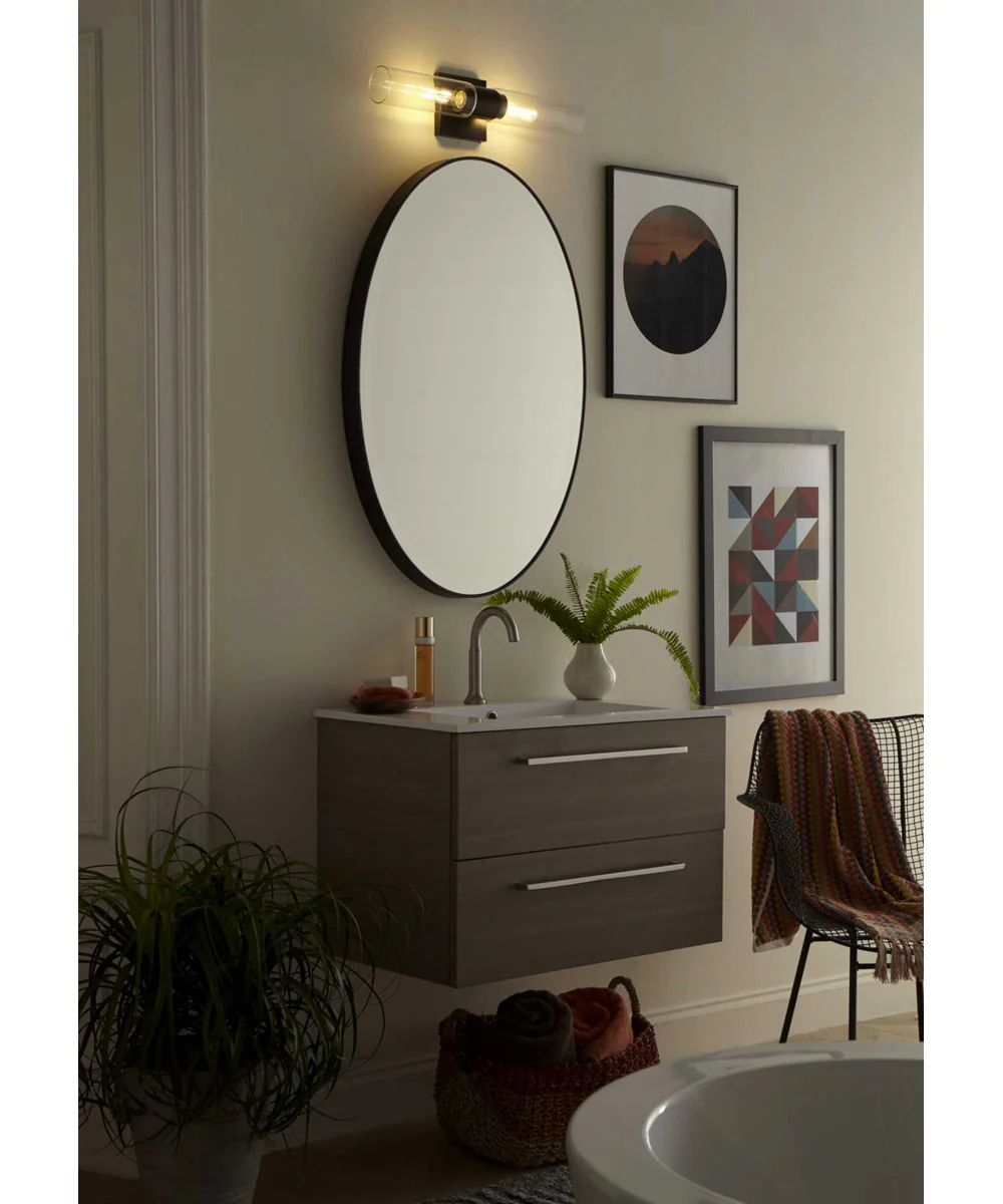 Clarion 2-Light Clear Glass Modern Style Bath Vanity Wall Light Matte Black - Image 3