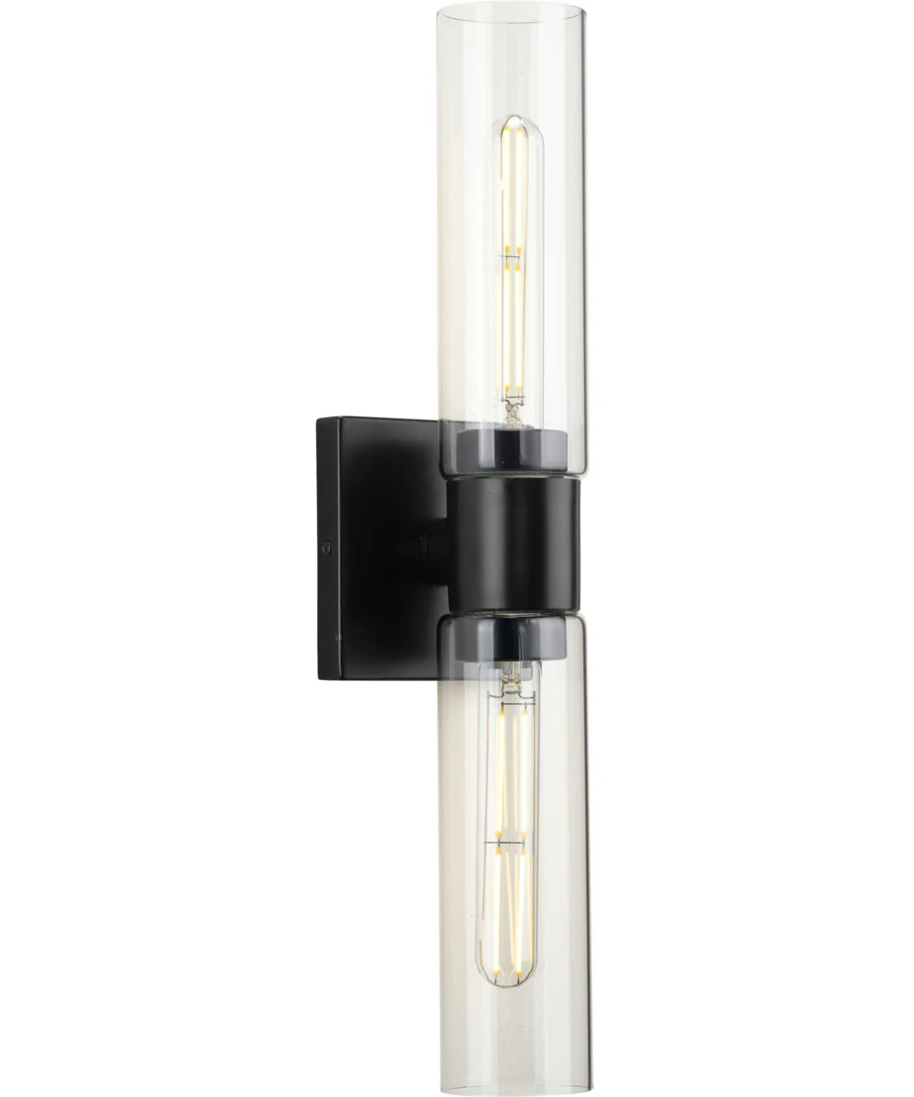 Clarion 2-Light Clear Glass Modern Style Bath Vanity Wall Light Matte Black - Image 5