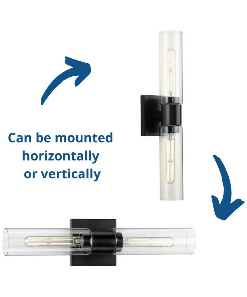 Clarion 2-Light Clear Glass Modern Style Bath Vanity Wall Light Matte Black - Image 6