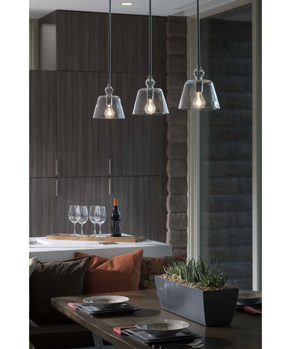 Clear Glass 1-Light Coastal Mini-Pendant Light Polished Nickel - Image 4