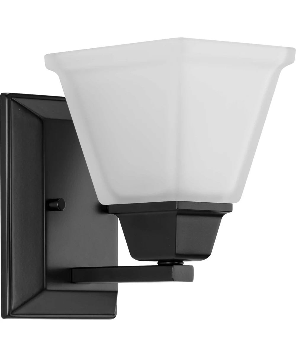 Clifton Heights 1-Light Modern Farmhouse Etched Glass Bath Vanity Light Matte Black