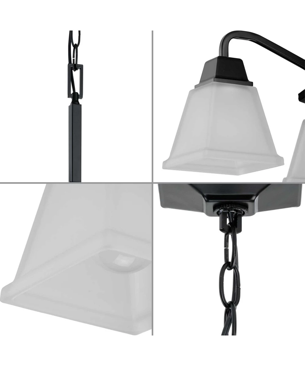 Clifton Heights 4-Light Modern Farmhouse Etched Glass Chandelier Light Matte Black - Image 2