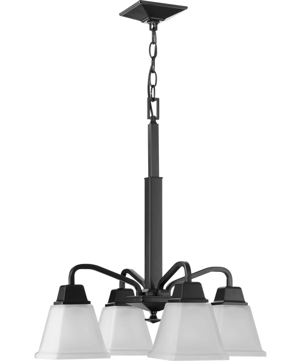 Clifton Heights 4-Light Modern Farmhouse Etched Glass Chandelier Light Matte Black - Image 3
