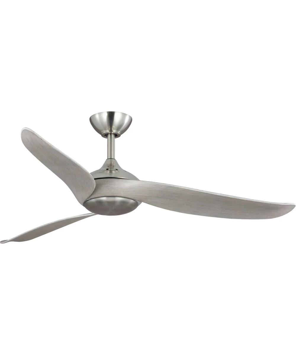 Conte 52-in 3-Blade Contemporary Ceiling Fan with Grey Weathered Wood Blades Brushed Nickel