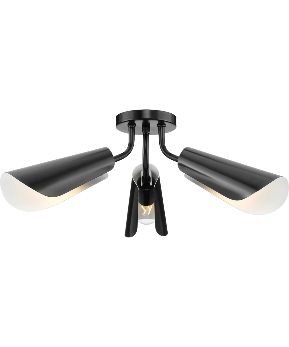 Cornett 44.12 in. 3-Light Contemporary Flush Mount Light Matte Black