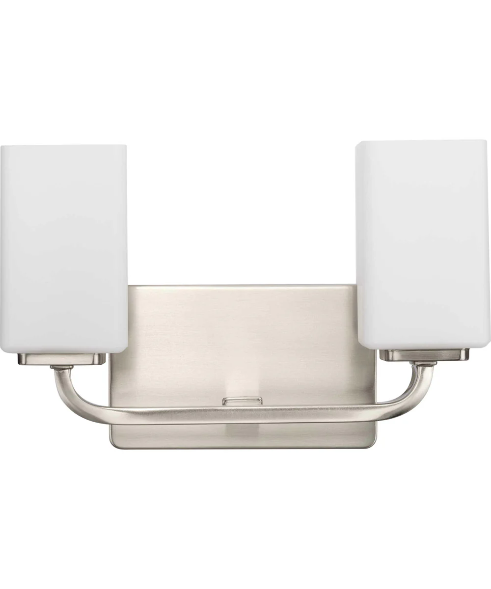 Cowan 2-Light Modern Etched Opal Glass Bath Vanity Light Brushed Nickel - Image 4