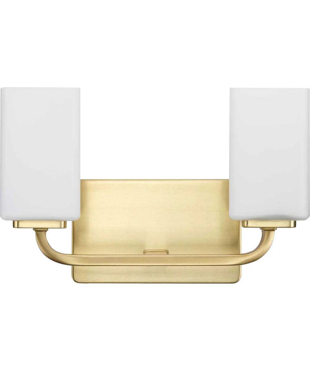 Cowan 2-Light Modern Etched Opal Glass Bath Vanity Light Satin Brass - Image 2