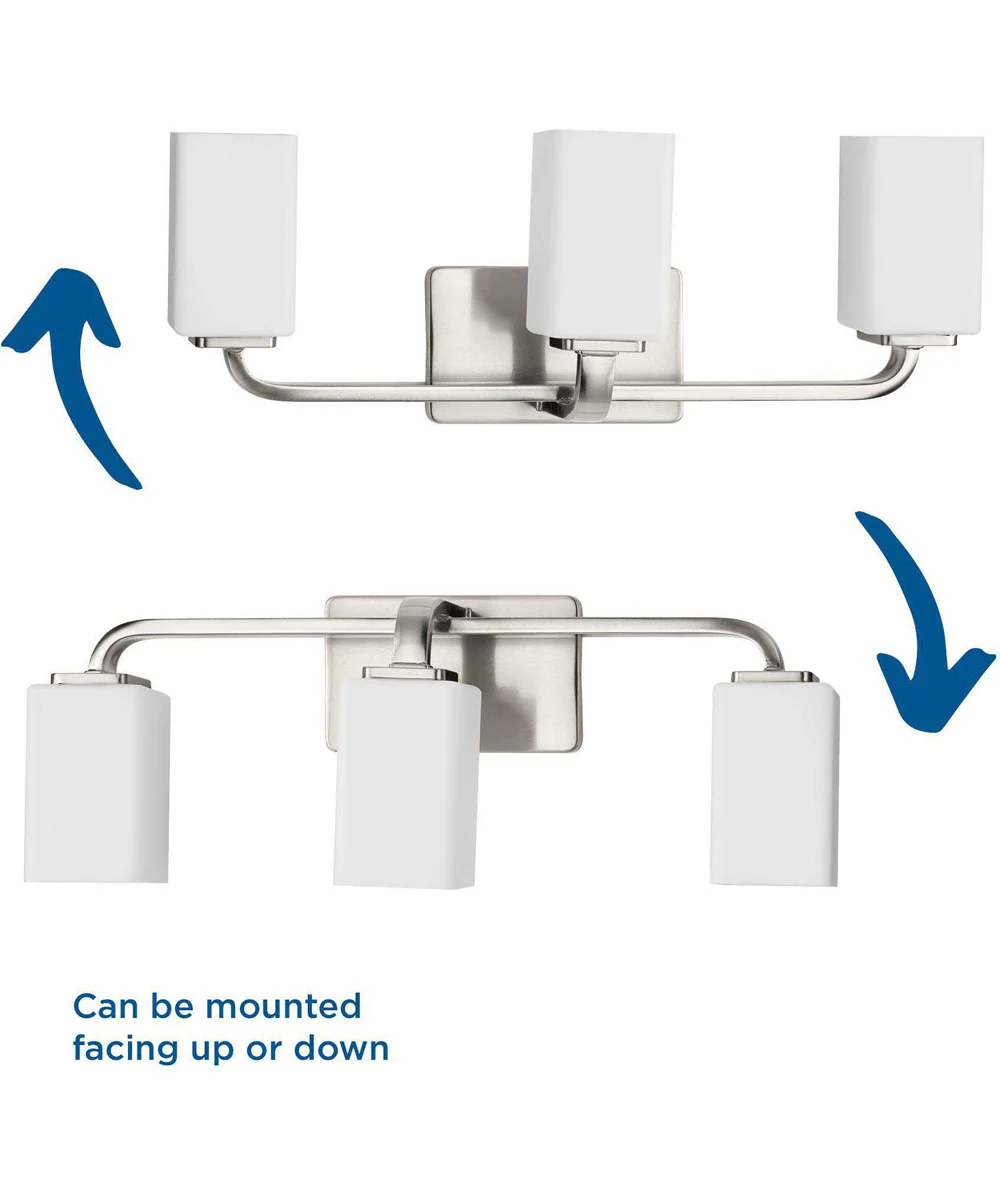 Cowan 3-Light Modern Etched Opal Glass Bath Vanity Light Brushed Nickel - Image 3