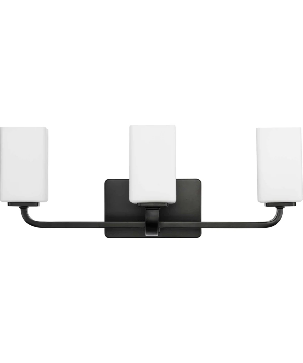Cowan 3-Light Modern Etched Opal Glass Bath Vanity Light Matte Black - Image 2