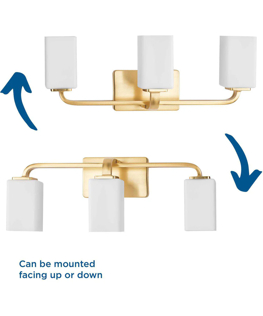 Cowan 3-Light Modern Etched Opal Glass Bath Vanity Light Satin Brass - Image 4